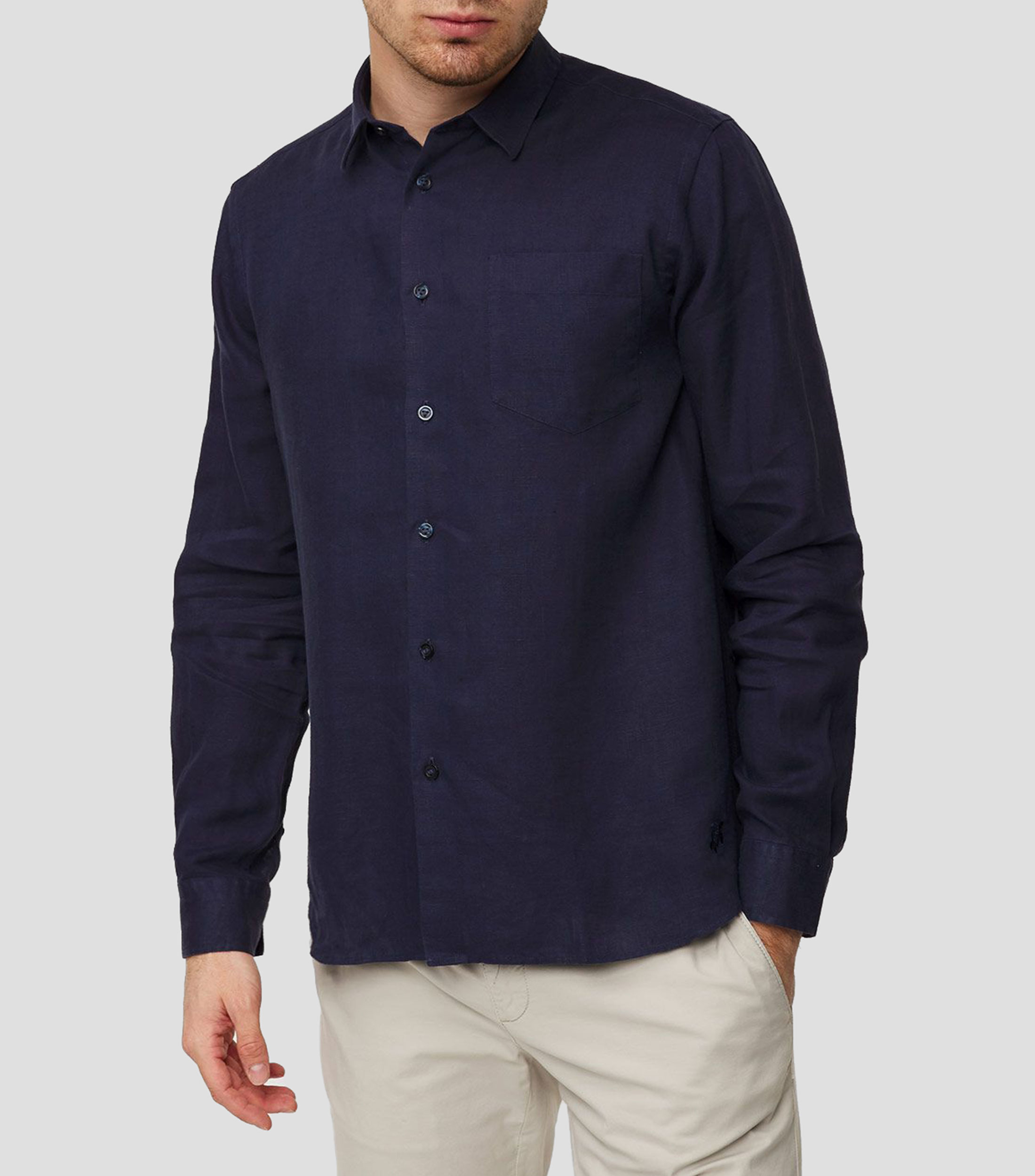 Camisa de lino lisa Hombre